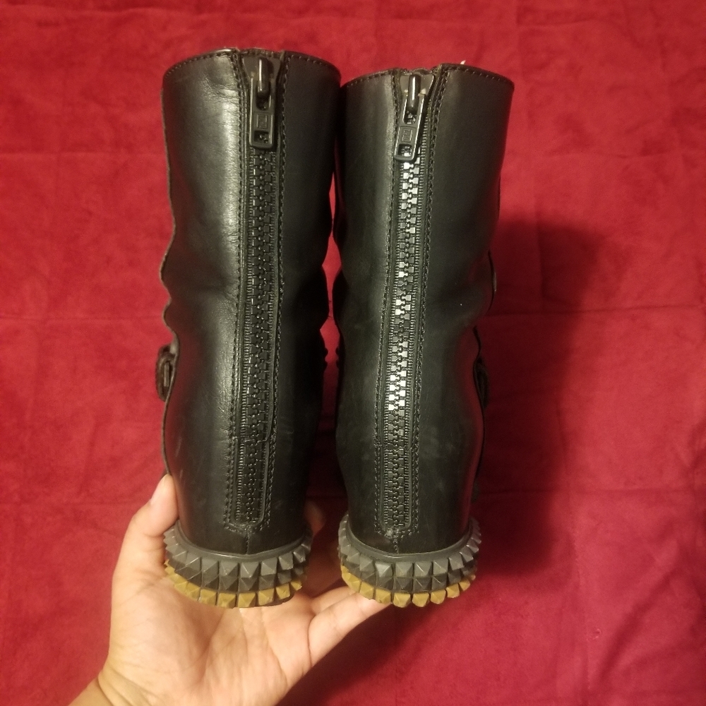 BLack FENDI black leather winter ankle boots Size 36 1/2 - Picture 4 of 10